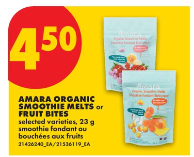 AMARA ORGANIC SMOOTHIE MELTS or FRUIT BITES, 23 g