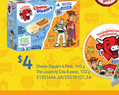 CHEESE DIPPERS 4 PACK, 140 G OR THE LAUGHING COW 8 PIECE, 133 G