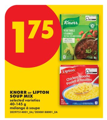 KNORR or LIPTON SOUP MIX, 40-145 g