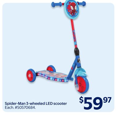 Spider-Man 3-wheeled LED scooter
