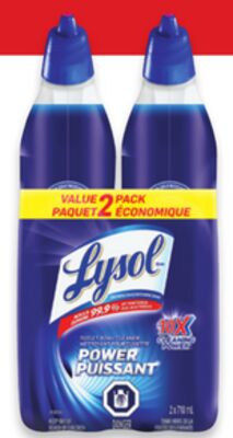 Lysol toilet bowl cleaner 2 x 710 mL, disinfectant spray 539 g, wipes 75s or laundry disinfectant 1.2 L