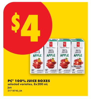 PC® 100% JUICE BOXES, 8x200 mL