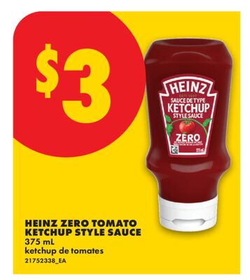 HEINZ ZERO TOMATO KETCHUP STYLE SAUCE, 375 mL