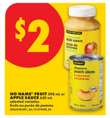 NO NAME® FRUIT, 398 mL or APPLE SAUCE, 620 mL