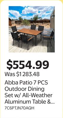 Abba Patio 7 PCS Outdoor Dining Set w/ All-Weather Aluminum Table & Wicker Chairs for Patio, Backyard