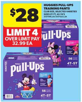HUGGIES PULL-UPS TRAINING PANTS, SIZES 2T-7T, 42-74'S