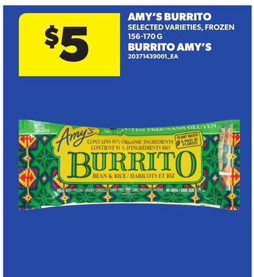 AMY'S BURRITO, 156-170 G
