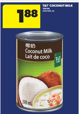 T&T COCONUT MILK, 398 ML