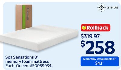 Spa Sensations 8" memory foam mattress