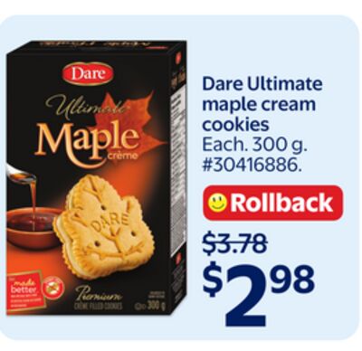 Dare Ultimate maple cream cookies