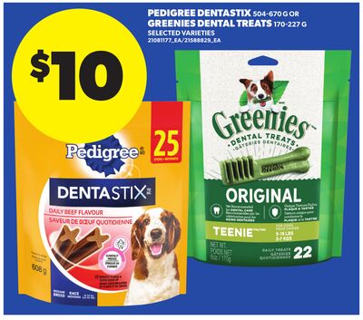 PEDIGREE DENTASTIX, 504-670 G OR GREENIES DENTAL TREATS, 170-227 G