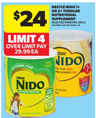 NESTLÉ NIDO 1+ OR 3+ TODDLER NUTRITIONAL SUPPLEMENT, 850 G