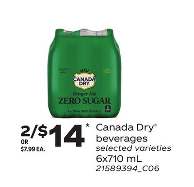 CANADA DRY® BEVERAGES, 6X710 ML
