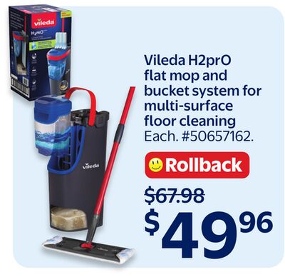 Vileda H2prO flat mop and bucket system for multi-surface floor cleaning