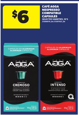 CAFÉ AGGA NESPRESSO COMPATIBLE CAPSULES, 10'S