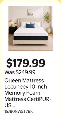 Queen Mattress Lecuneey 10 Inch Memory Foam Mattress CertiPUR-US Certified Foam Bed Mattress in a Box, Breathable Comfort & Pressure Relief