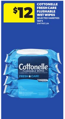 COTTONELLE FRESH CARE FLUSHABLE WET WIPES, 168'S