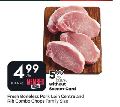 Fresh Boneless Pork Loin Centre and Rib Combo Chops