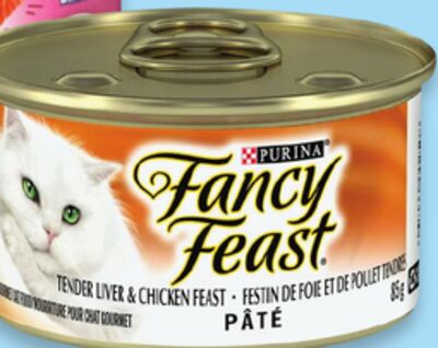 Friskies 156 g or Fancy Feast 85 g wet cat food singles