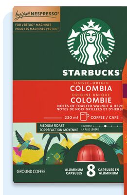 Starbucks Nespresso Vertuo pumpkin spice or Colombia coffee pods