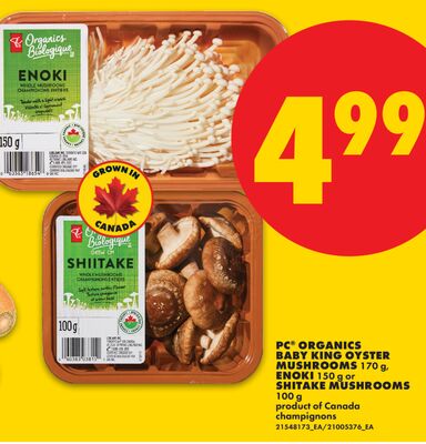 PC® ORGANICS BABY KING OYSTER MUSHROOMS 170 g, ENOKI 150 g or SHITAKE MUSHROOMS 100 g