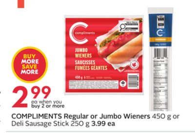 COMPLIMENTS Regular or Jumbo Wieners