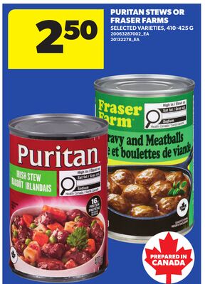 PURITAN STEWS OR FRASER FARMS, 410-425 G