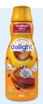 International Delight 946 mL or cold foam 369 mL seasonal edition pumpkin spice