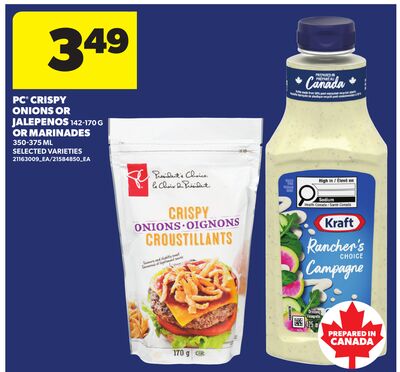 PC® CRISPY ONIONS OR JALEPENOS 142-170 G OR MARINADES 350-375 ML