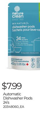 NATURE CLEAN AUTOMATIC DISHWASHER PODS, 24'S
