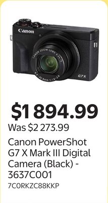 Canon PowerShot G7 X Mark III Digital Camera (Black) - 3637C001