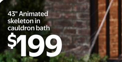 43" Animated skeleton in cauldron bath