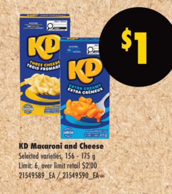 KD MACARONI AND CHEESE, 156 - 175 G