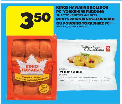 PETITS PAINS KINGS HAWAIIAN OU POUDING YORKSHIRE PC