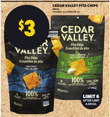 CEDAR VALLEY PITA CHIPS, 180 G