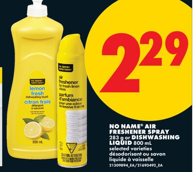 NO NAME® AIR FRESHENER SPRAY, 283 g or DISHWASHING LIQUID, 800 mL