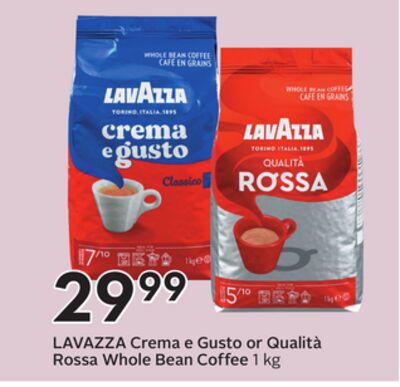 Crema e Gusto or Qualità Rossa Whole Bean Coffee