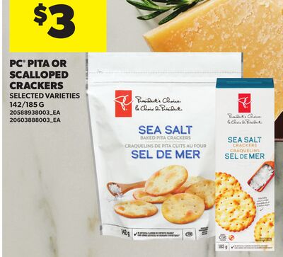 PC® PITAS OR SCALLOPED CRACKERS, 142/185 G
