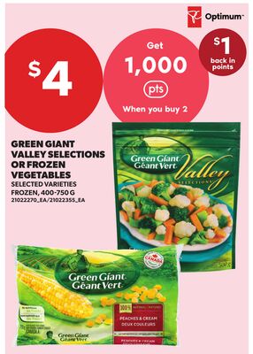 GREEN GIANT VALLEY SELECTIONS OR FROZEN VEGETABLES, 400-750 G