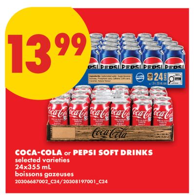 COCA-COLA or PEPSI SOFT DRINKS