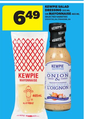 KEWPIE SALAD DRESSING, 355 ML OR MAYONNAISE, 465 ML