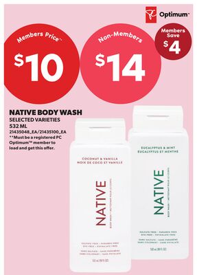 NATIVE BODY WASH, 532 ML