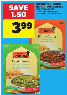 KITCHENS OF INDIA READY TO EAT MEALS, 270 ML/G OR 280 ML/G