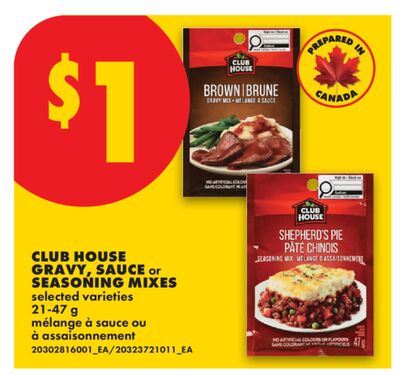 CLUB HOUSE GRAVY, SAUCE OR SEASONING MIXES, 21-47 G