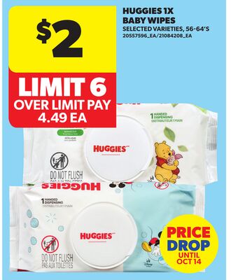 HUGGIES 1X BABY WIPES, 56-64'S