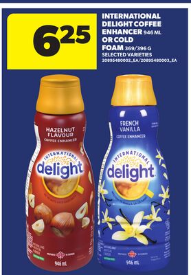 INTERNATIONAL DELIGHT COFFEE ENHANCER 946 ML OR COLD FOAM 369/396 G