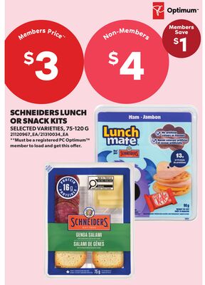 SCHNEIDERS LUNCH OR SNACK KITS, 75-120 G