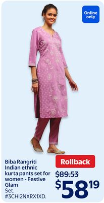 Biba Rangriti Indian ethnic kurta pants set for women - Festive Glam Set