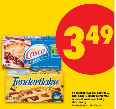 TENDERFLAKE LARD or CRISCO SHORTENING, 454 g