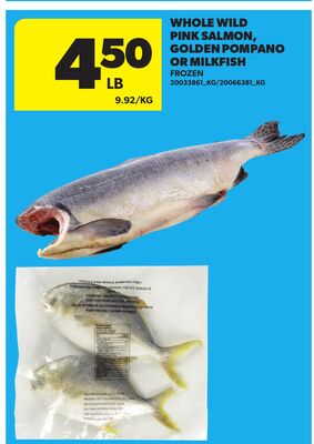 WHOLE WILD PINK SALMON, GOLDEN POMPANO OR MILKFISH